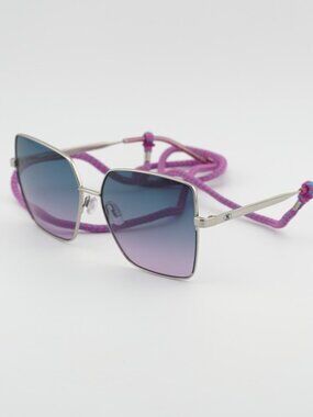 M Missoni MMI 0101/S 0DOH I4 Sunglasses Palladium Square Frame, Blue Lenses